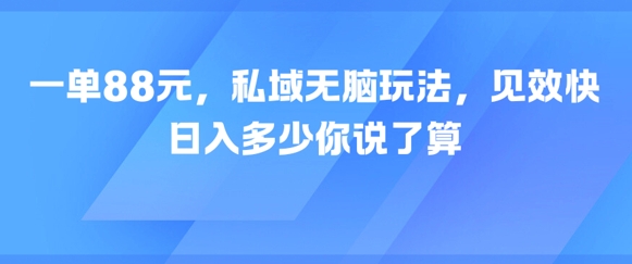 一单88元，私域无脑玩法，见效快，日入多少你说了算-零界教育