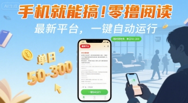 手机就能搞！零撸阅读挂G，最新平台，一键自动运行，随时随地挣，单日50-3张+【揭秘】-零界教育