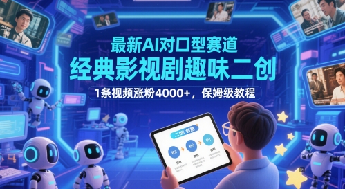 最新AI对口型赛道，经典影视剧趣味二创，1条视频涨粉4000+，保姆级教程-零界教育