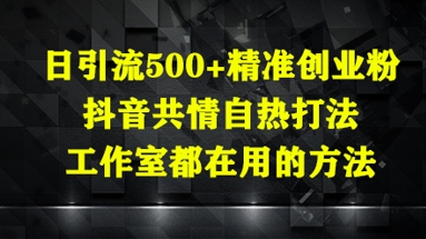 日引流500+精准创业粉，抖音共情自热打法，工作室都在用的方法-零界教育