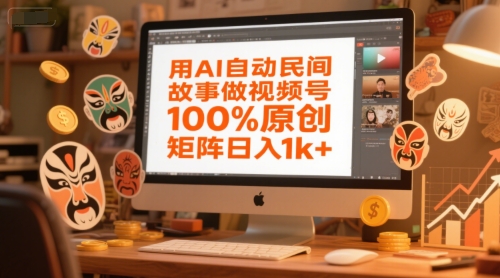 用AI自动民间故事做视频号，100%原创，矩阵日入1k+-零界教育