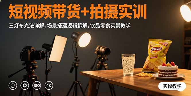 （15540期）短视频带货+拍摄实训：三灯布光法详解,场景搭建逻辑拆解,饮品零食实景教学-零界教育