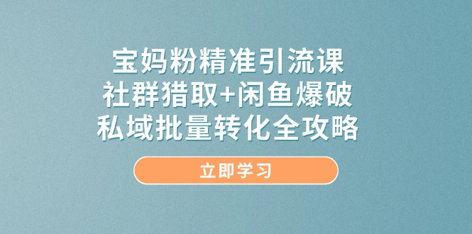 （14820期）宝妈粉精准引流课，社群猎取+闲鱼爆破，私域批量转化全攻略-零界教育