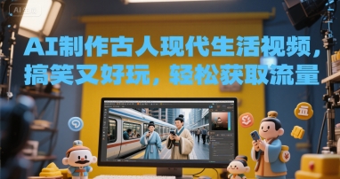 AI制作古人现代生活视频，搞笑又好玩，轻松获取流量-零界教育