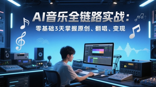 AI音乐全链路实战变现课：零基础3天掌握原创、翻唱、变现-零界教育