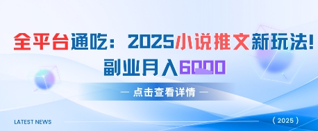 全平台通吃：2025小说推文新玩法，副业月入6k-零界教育