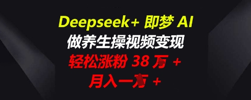 Deepseek+即梦AI，做养生操视频变现，轻松涨粉38W+，月入一W+-零界教育
