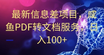 最新信息差项目，咸鱼PDF转文档服务，日入100+-零界教育