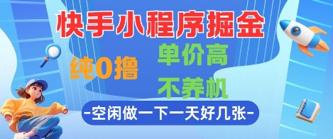 快手小程序掘金，纯0撸，单价高不养机 利用空闲时间做一做，一天好几张【揭秘】-零界教育