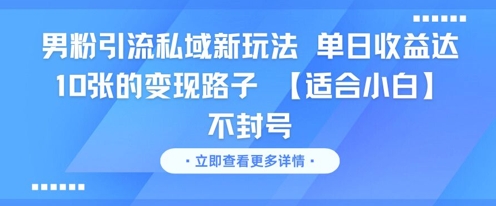 男粉引流私域新玩法，单日收益达10张的变现路子 【适合小白】不封号-零界教育