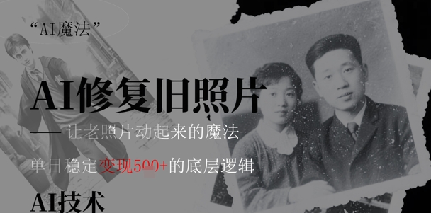 AI 魔法：让泛黄旧照变成朋友圈爆款视频，私域转化率提升50%，单日变现5张-零界教育