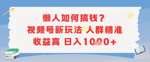 懒人如何搞钱？视频号新玩法，人群精准收益高，日入多张-零界教育