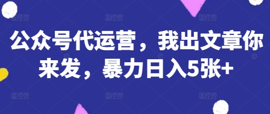 公众号代运营，我出文章你来发，暴力日入5张+【揭秘】-零界教育