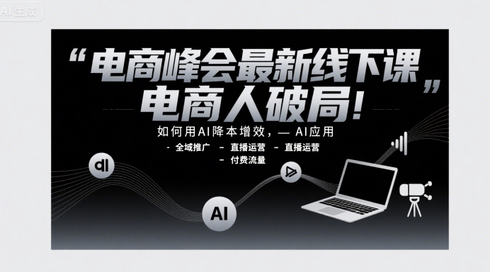 电商峰会最新线下课，电商人破局，如何用AI降本增效，AI应用-全域推广-直播运营-付费流量-零界教育