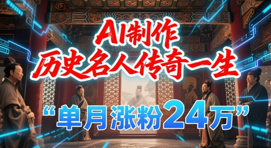 暴力起号！用AI制作历史名人传奇一生，单月涨粉24W，涨粉+变现赛道黑马来了-零界教育