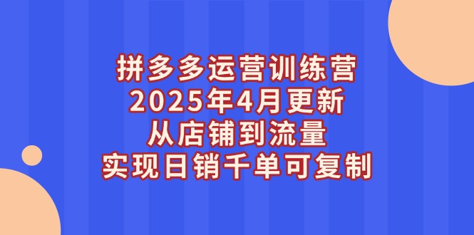 （14469期）拼多多运营训练营2025年4月更新，从店铺到流量，实现日销千单可复制-零界教育