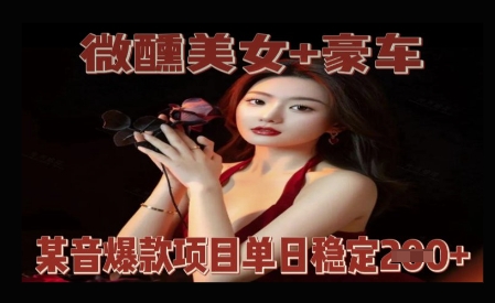 微醺美女+豪车，抖音爆款项目单日稳定2张+-零界教育