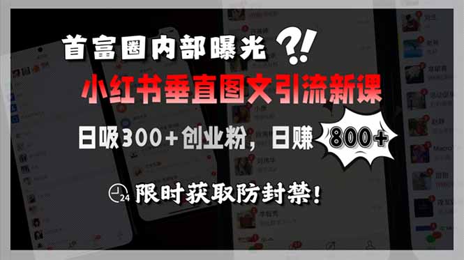 （15313期）首富圈内部曝光小红书垂直图文引流新课，日吸300+创业粉，日赚800+，限...-零界教育