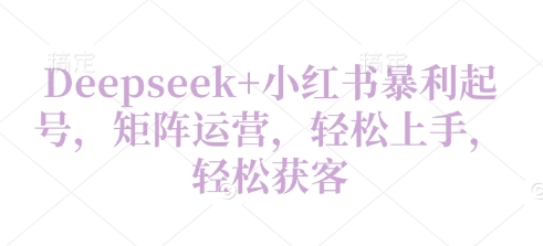 Deepseek+小红书暴利起号，矩阵运营，轻松上手，轻松获客-零界教育