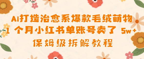 AI打造治愈系爆款毛绒萌物1个月卖了几w，保姆级项目拆解-零界教育