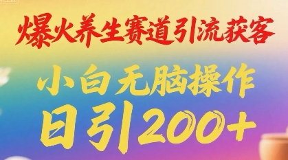 爆火养生赛道引流获客，小白无脑操作，日引200+-零界教育