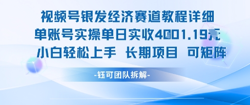 视频号银发经济赛道单账号实操单日实收1k+，小白轻松上手长期项目-零界教育