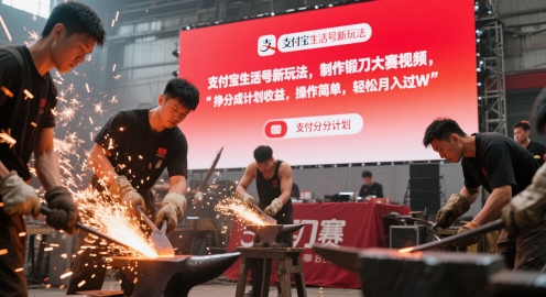 支付宝生活号新玩法，制作锻刀大赛视频，挣分成计划收益，操作简单，轻松月入过W-零界教育