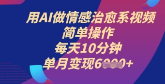 用AI做情感治愈系视频，简单操作，每天10分钟，单月变现6k+-零界教育