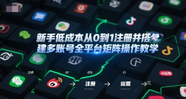 新手低成本从0到1注册并搭建多账号全平台矩阵操作教学，手机号-邮箱-IP-工具-零界教育