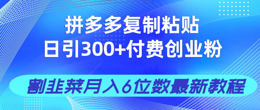 （14232期）拼多多复制粘贴日引300+付费创业粉，割韭菜月入6位数最新教程！-零界教育
