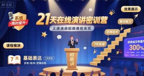 21天在线演讲密训营，王牌演讲招商课程系统-零界教育