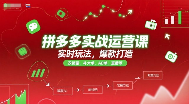 拼多多实战运营课，实时玩法，爆款打造，改销量，补大单，AB单，直播等（更新2025月）-零界教育