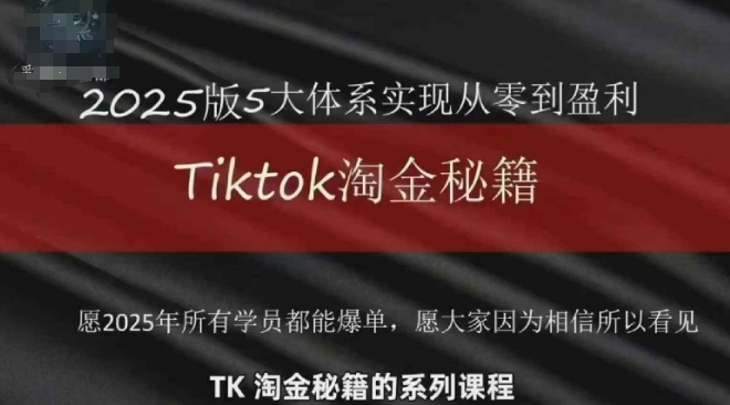 TikTok跨境2025淘金秘籍，​2025TikTok从0到盈利变现-零界教育