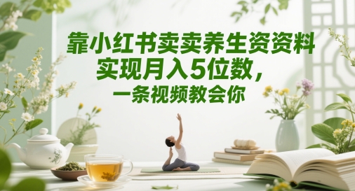 靠小红书卖养生资料实现月入5位数，一条视频教会你-零界教育