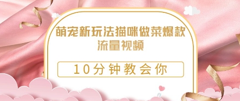 萌宠新玩法猫咪做菜爆款流量视频，10分钟教会你-零界教育