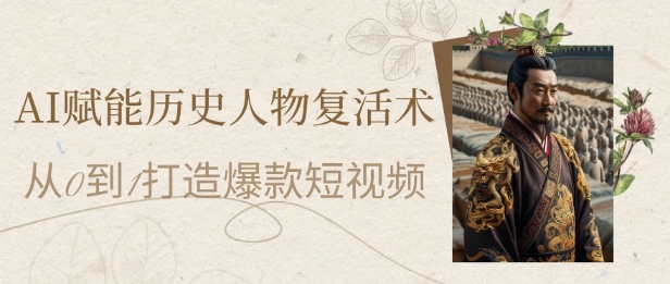 AI赋能历史人物复活术：从0到1打造爆款短视频，7天涨粉10W，小白也能月入过1W-零界教育