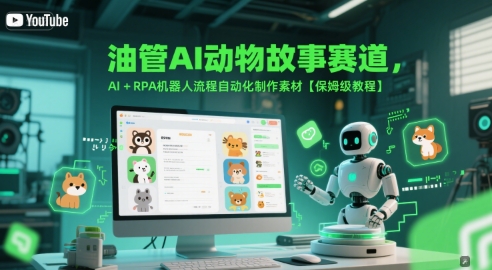 油管AI动物故事赛道，AI+RPA机器人流程自动化制作素材【保姆级教程】-零界教育
