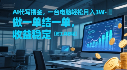 AI代写撸金，一台电脑轻松月入1-3W，做一单结一单，收益稳定【附工具教程】-零界教育