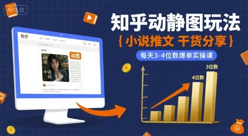 小说推文干货分享之知乎动静图玩法，每天3-4位数爆单实操课-零界教育