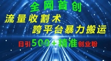 全网流量收割术：跨平台暴力搬运，日引500+精准创业粉-零界教育