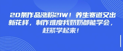 20条作品涨粉21W！养生赛道又出新花样，制作难度我奶奶都能学会，赶紧学起来-零界教育