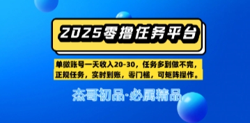 【零撸任务平台第二期】单账号一天收入20，任务多到做不完，实时到账，零门槛，可矩阵操作-零界教育