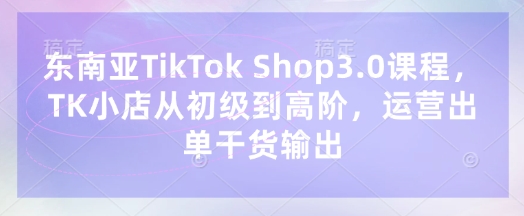 东南亚TikTok Shop3.0课程，TK小店​从初级到高阶，运营出单干货输出-零界教育