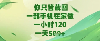 你只管截图，一部手机在家做，苹果安卓都可以，一天5张+【揭秘】-零界教育