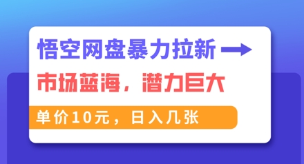 悟空网盘暴力拉新：一单10元，市场空白，日入几张-零界教育