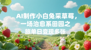 AI制作小白兔采草莓，一场治愈系田园之旅单日变现多张-零界教育