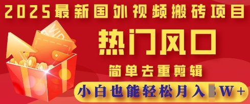 2025最新视频搬砖项目，热门风口，简单去重剪辑，小白也能轻松月入过W-零界教育