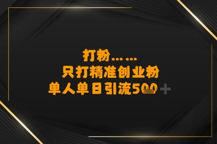 打粉只打精准创业粉，单人单日引流500+-零界教育