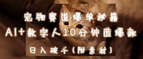 宠物赛道爆单秘籍：AI+数字人10分钟造爆款，日入1k-零界教育