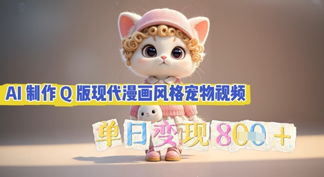 AI制作Q版现代漫画风格宠物视频，单日变现几张-零界教育
